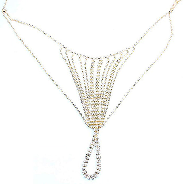 Body Chain Jewelry Simple Waist Round Cute Sexy Bikini Rhinestone Underwear Belly Chain Crystal Thong For Women