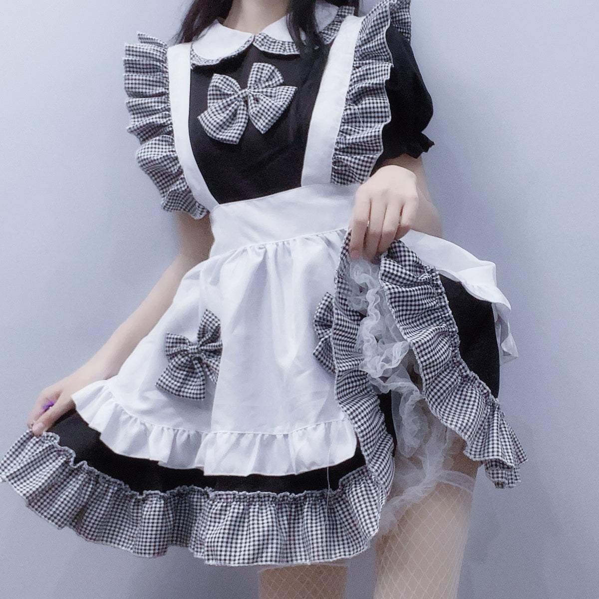Lolita Dress with Large BowknoPlus Size S-4XL Maid Costume for Women Pink and Blue Dress