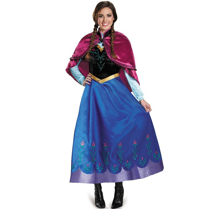 S-4XL Halloween Costume Frozen Cosplay Adult Anna Dress