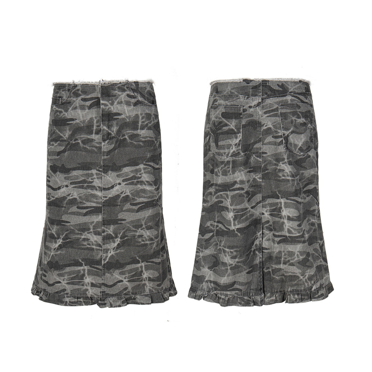 Make old camouflage half body A-line skirt for women