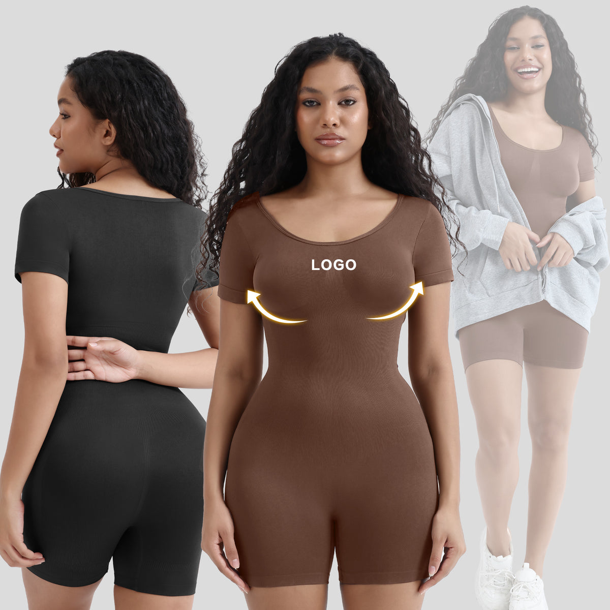 Women Body Shaping Waist Slimming Short Sleeve Seamless Spicy Jumpsuit