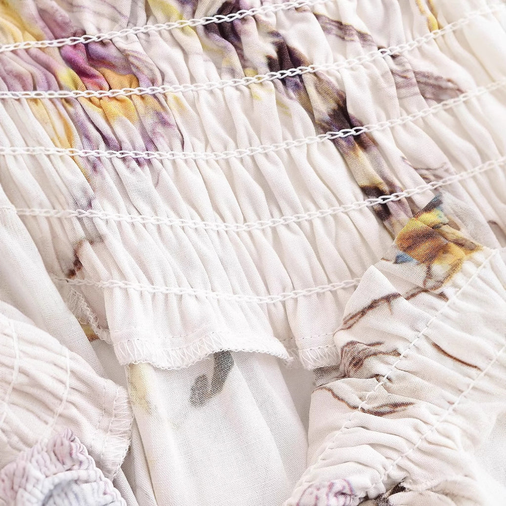 Lace printed half body cotton A-line long skirt for women