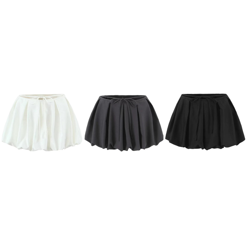 Lace up flower bud skirt shorts half body skirt for women