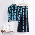 Women Autumn Geometric Pattern Slim Printed T-shirt Commuter Temperament Pleated Half-body Skirt