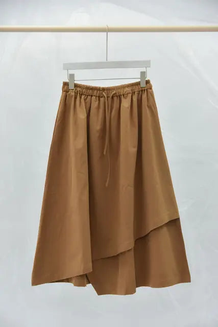 High Elastic Waist Caramel Irregular Layers A-line Half-body Skirt Women Fashion Tide New Spring Autumn