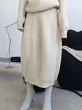 High Elastic Waist Apricot Irregular Knitting Casual Half-body Skirt Women Fashion Tide New Spring Autumn