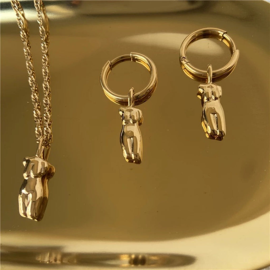 European and American hot-selling stainless steel ins style body earrings and earrings cross-border earrings for women