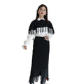 Black Tassels Shawl Half-body Skirt Two Pieces Suit New Round Neck Casual Women