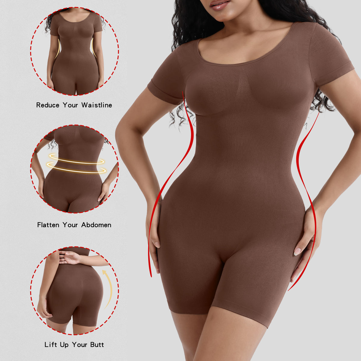 Women Body Shaping Waist Slimming Short Sleeve Seamless Spicy Jumpsuit