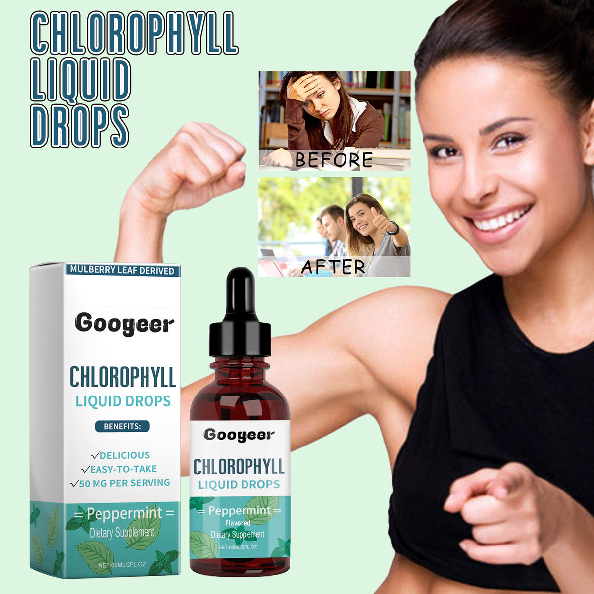 Chlorophyll Liquid Drops, Improve The Bad Breath Odor Beautiful Body Shape Body Improve The Body Energy