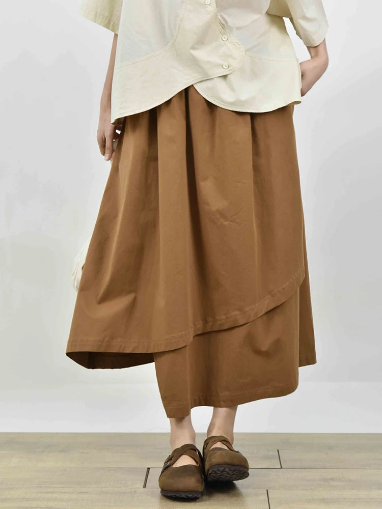 High Elastic Waist Caramel Irregular Layers A-line Half-body Skirt Women Fashion Tide New Spring Autumn