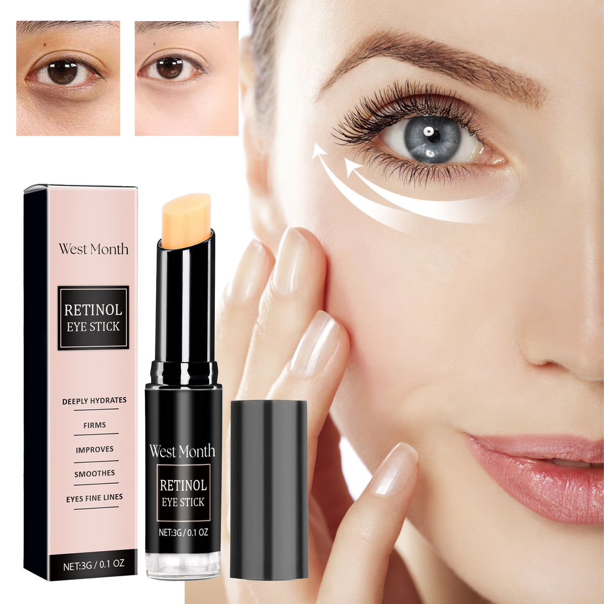 Retinol Eye Stick, Eye Area Moisturizing Light Line Dark Circles Lift Firming Eye Cream
