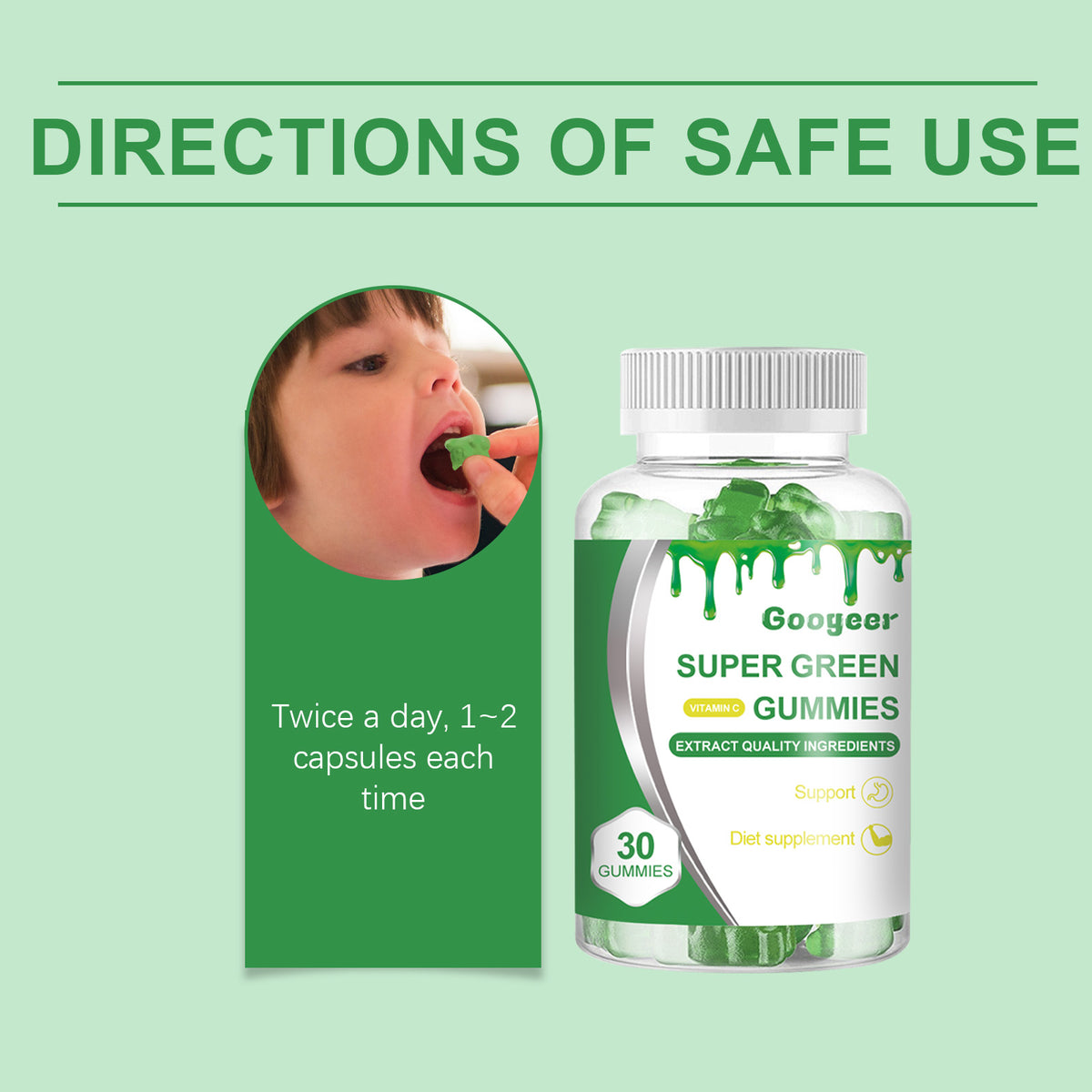Dietary Supplement Gummy, Body Supplement Green Gummy Body Care
