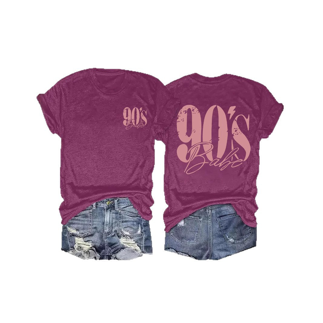 T-shirt women's short sleeved 90'S print