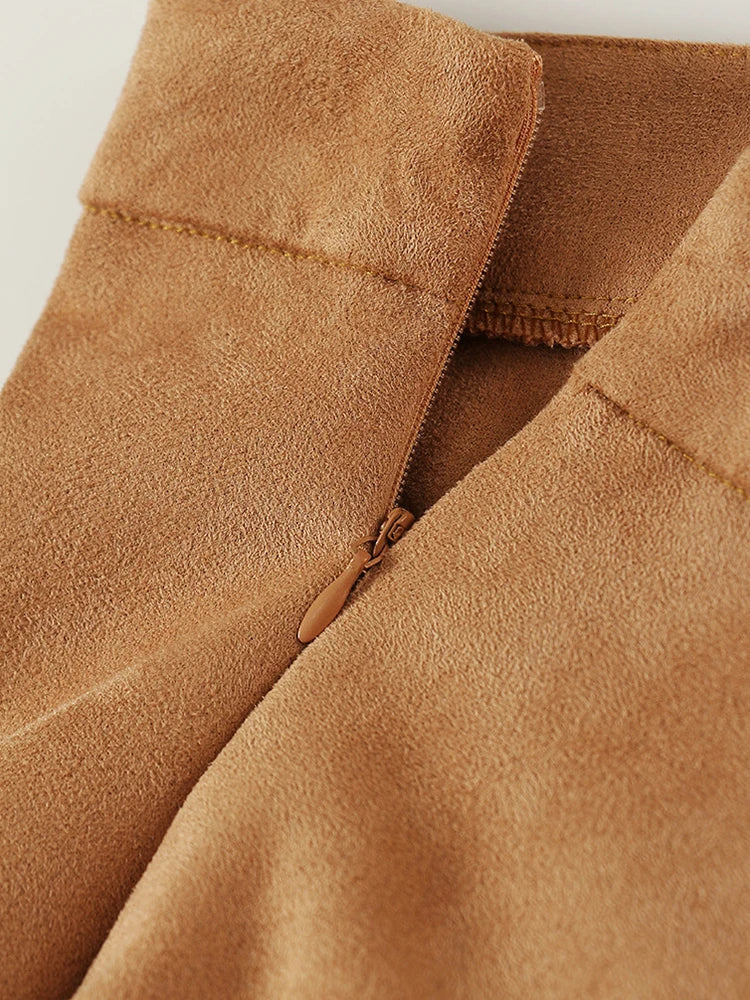 High Waist Khaki Tassels Irregular Long Elehgant Half-body Skirt Women Fashion Tide New Spring Autumn