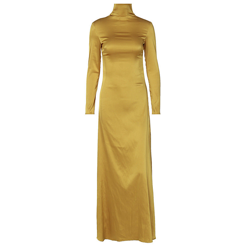 Half Turtleneck  Women Sexy Evening Party Elegant Solid Pure Body-Shaping Wholesale Zipper Slim