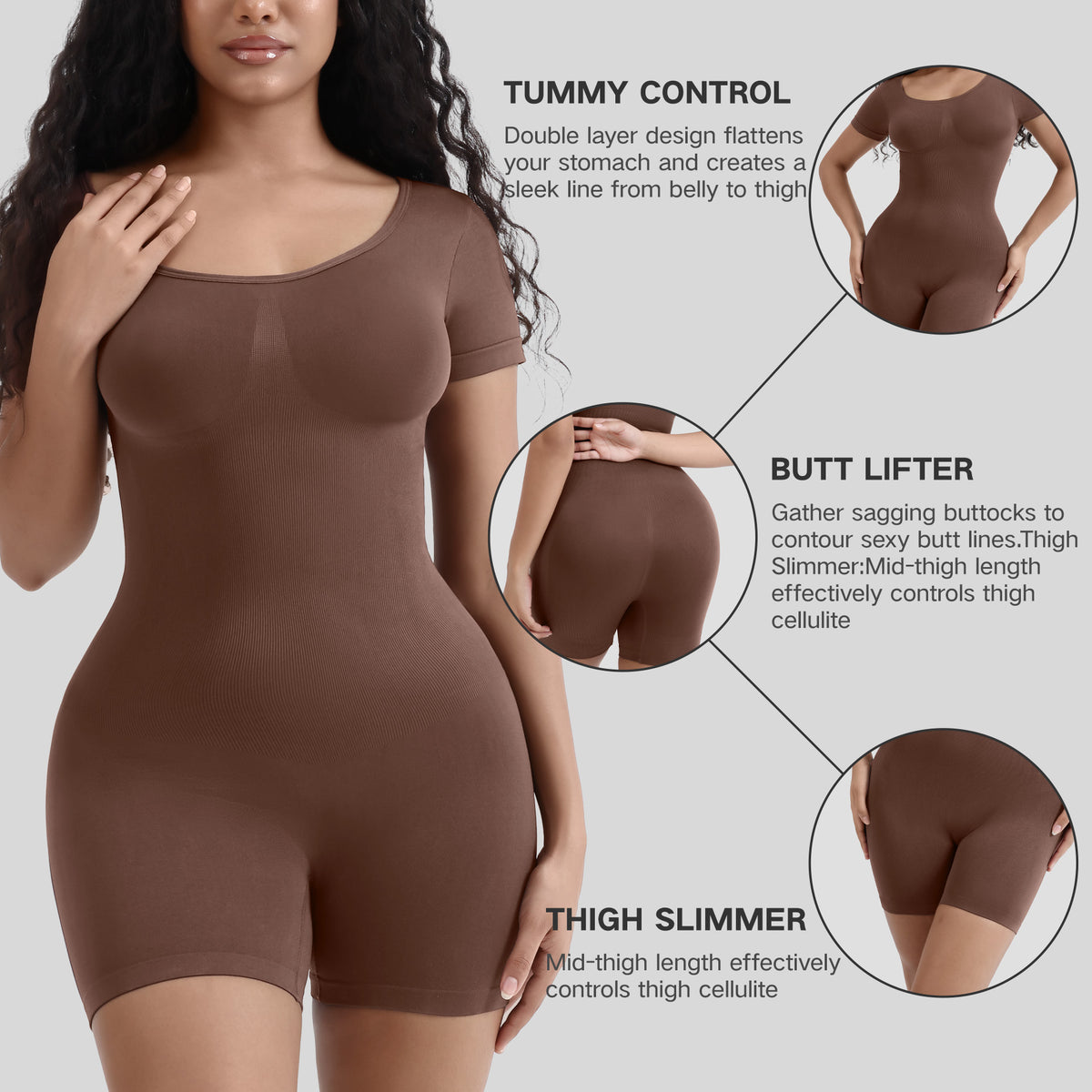 Women Body Shaping Waist Slimming Short Sleeve Seamless Spicy Jumpsuit