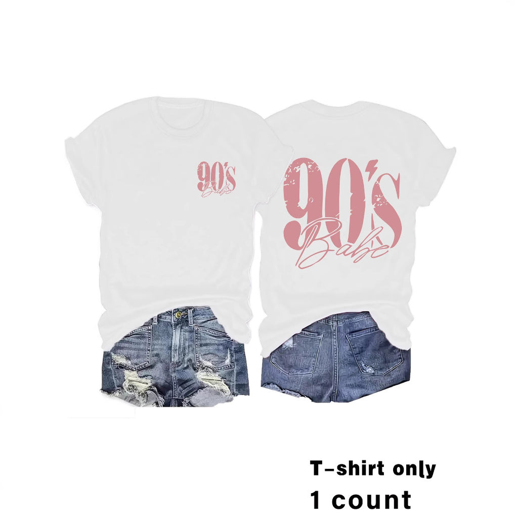 T-shirt women's short sleeved 90'S print