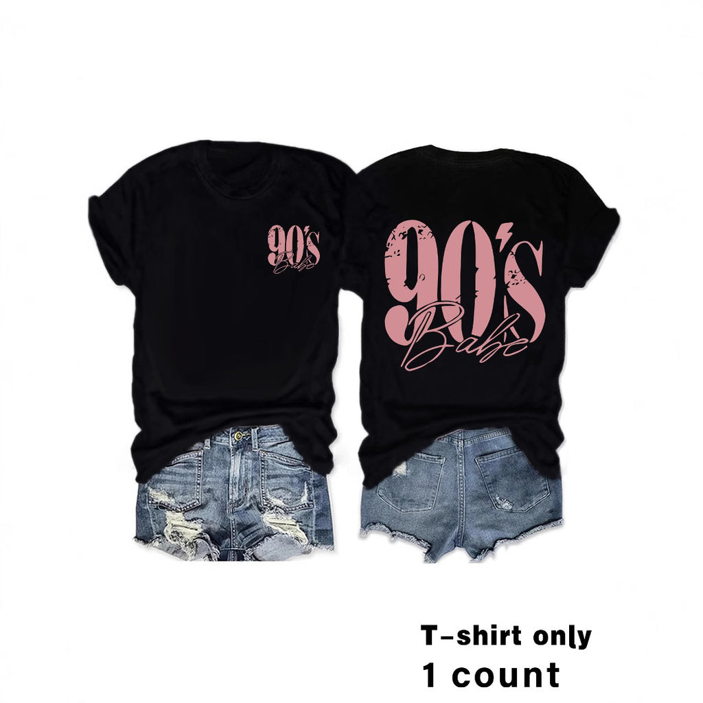 T-shirt women's short sleeved 90'S print