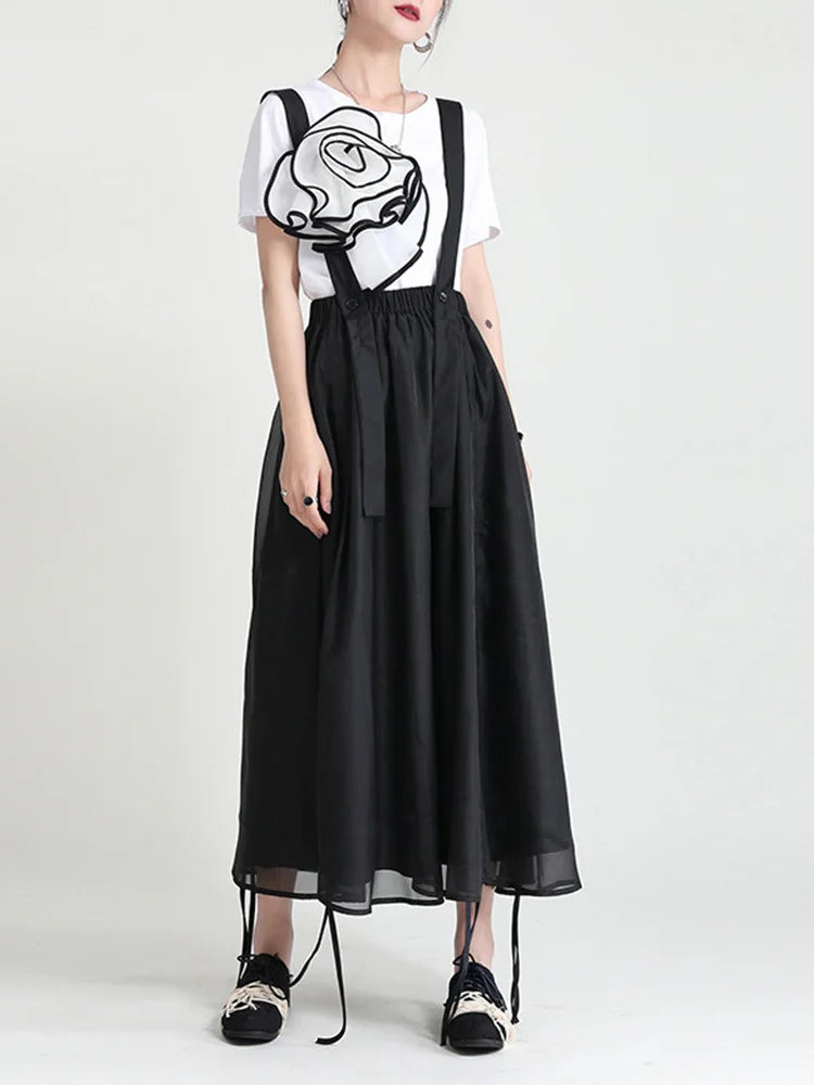Black Irregular Drawstring Bandage High Elastic Waist Half-body Skirt Women Fashion Tide New Spring Summer