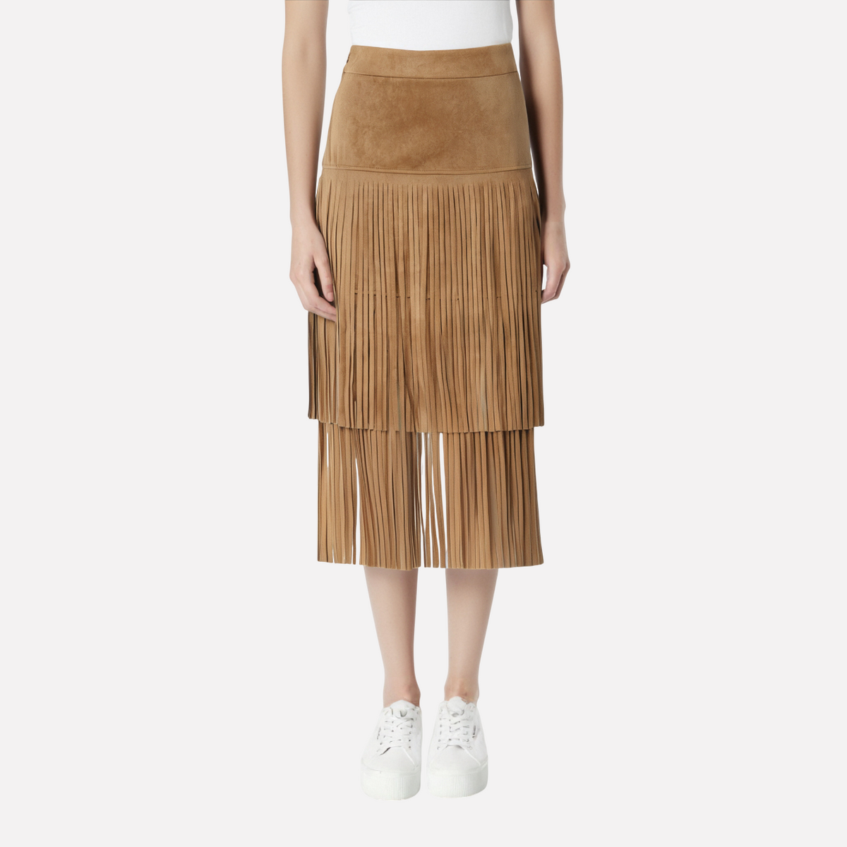 High Waist Khaki Tassels Irregular Long Elehgant Half-body Skirt Women Fashion Tide New Spring Autumn