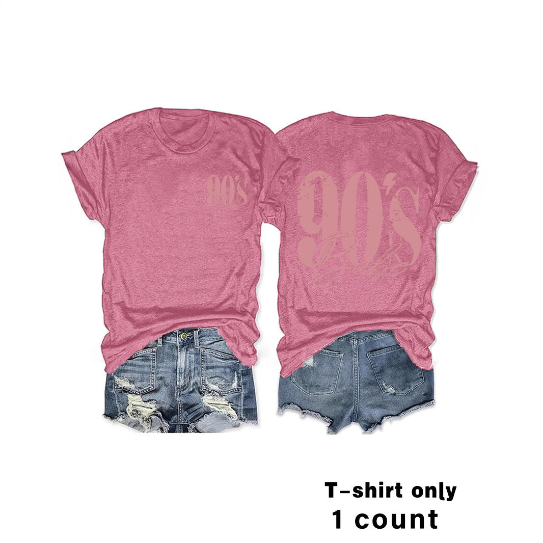 T-shirt women's short sleeved 90'S print