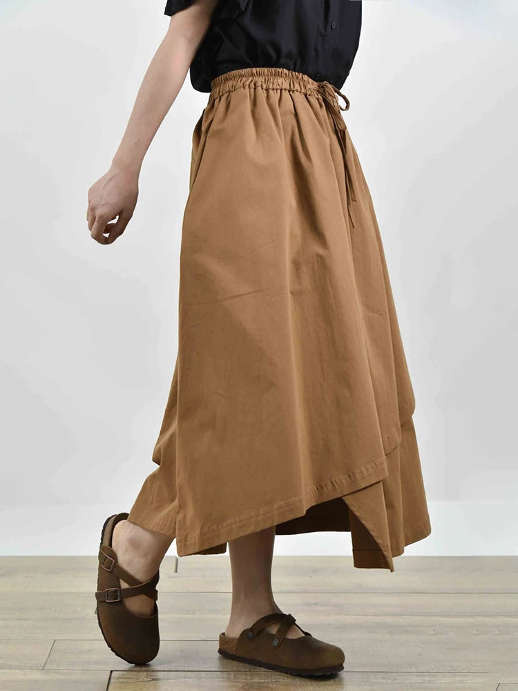 High Elastic Waist Caramel Irregular Layers A-line Half-body Skirt Women Fashion Tide New Spring Autumn
