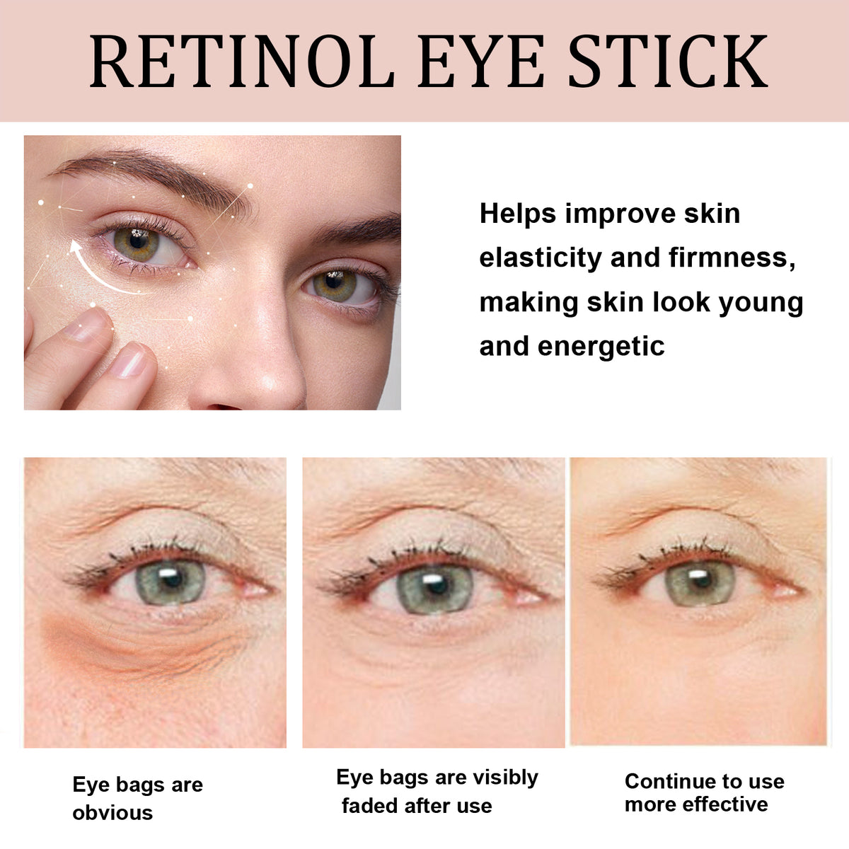 Retinol Eye Stick, Eye Area Moisturizing Light Line Dark Circles Lift Firming Eye Cream