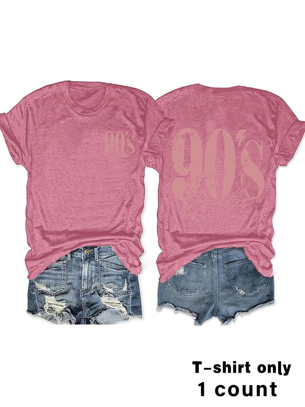 T-shirt women's short sleeved 90'S print