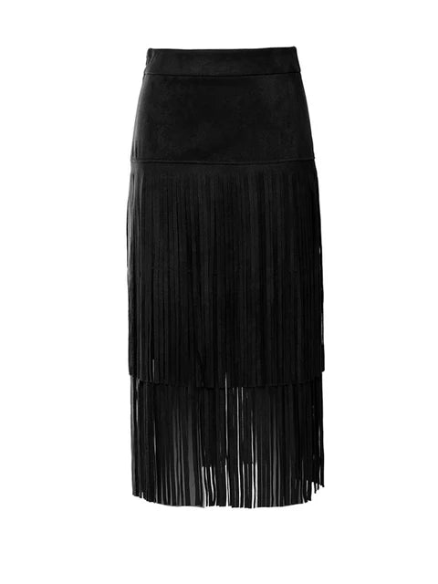High Waist Khaki Tassels Irregular Long Elehgant Half-body Skirt Women Fashion Tide New Spring Autumn