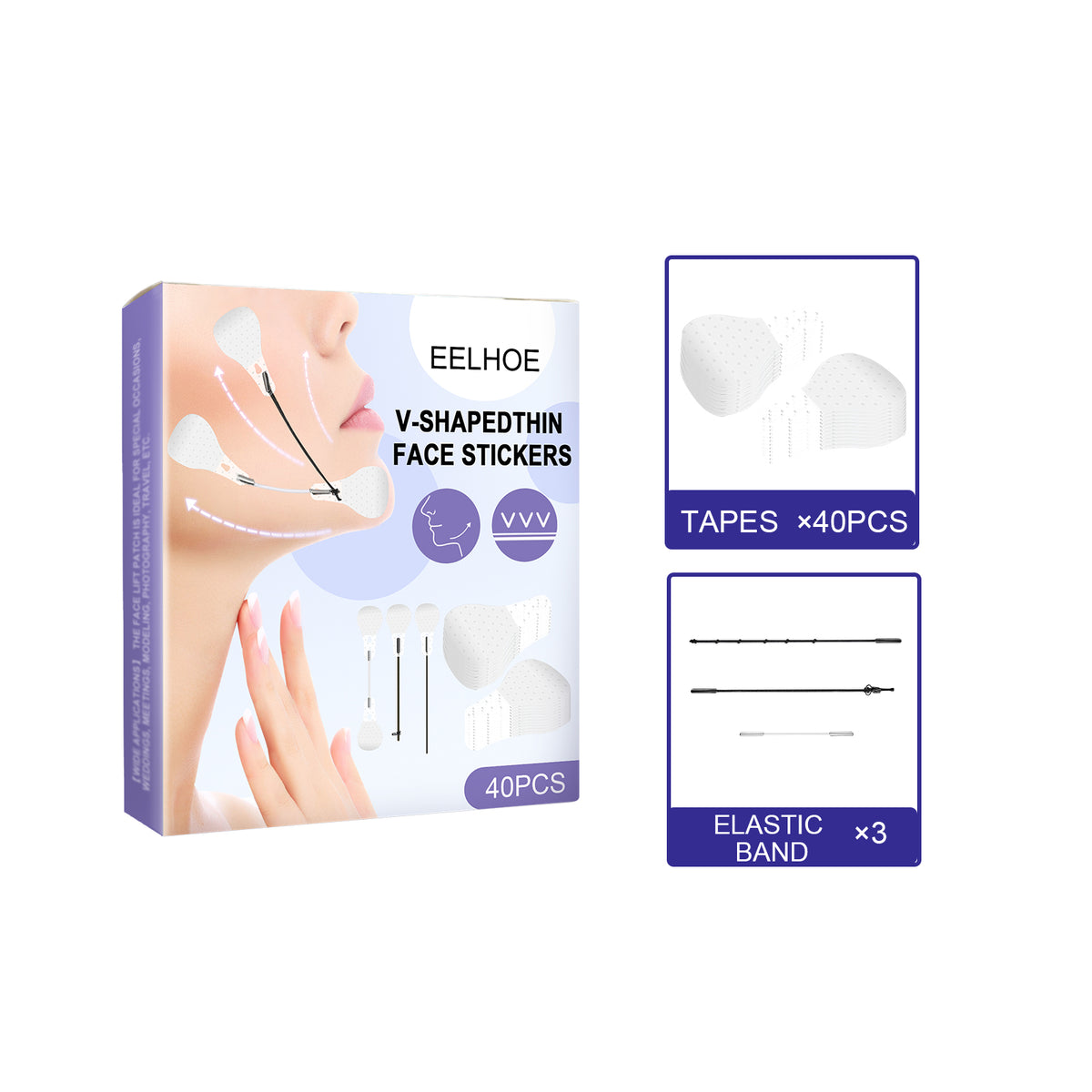 V-Shaped Thin Face Stickers, Tighten Facial Skin And Shrink Jaw Muscles V Face Lift Shaper
