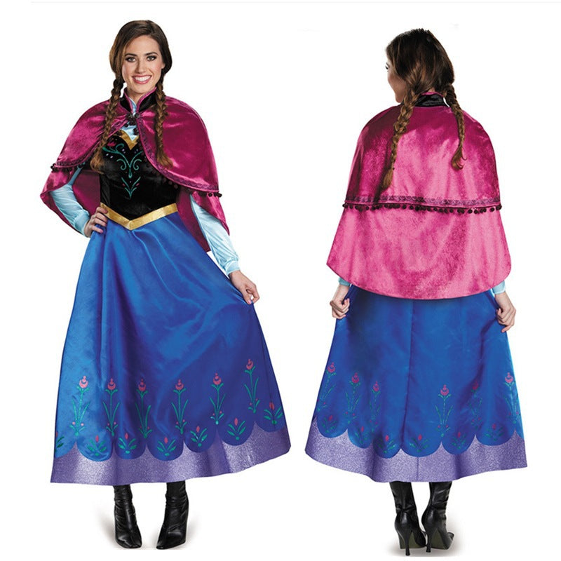 S-4XL Halloween Costume Frozen Cosplay Adult Anna Dress