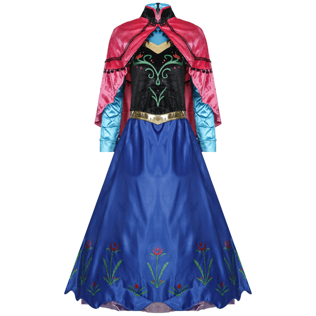 S-4XL Halloween Costume Frozen Cosplay Adult Anna Dress